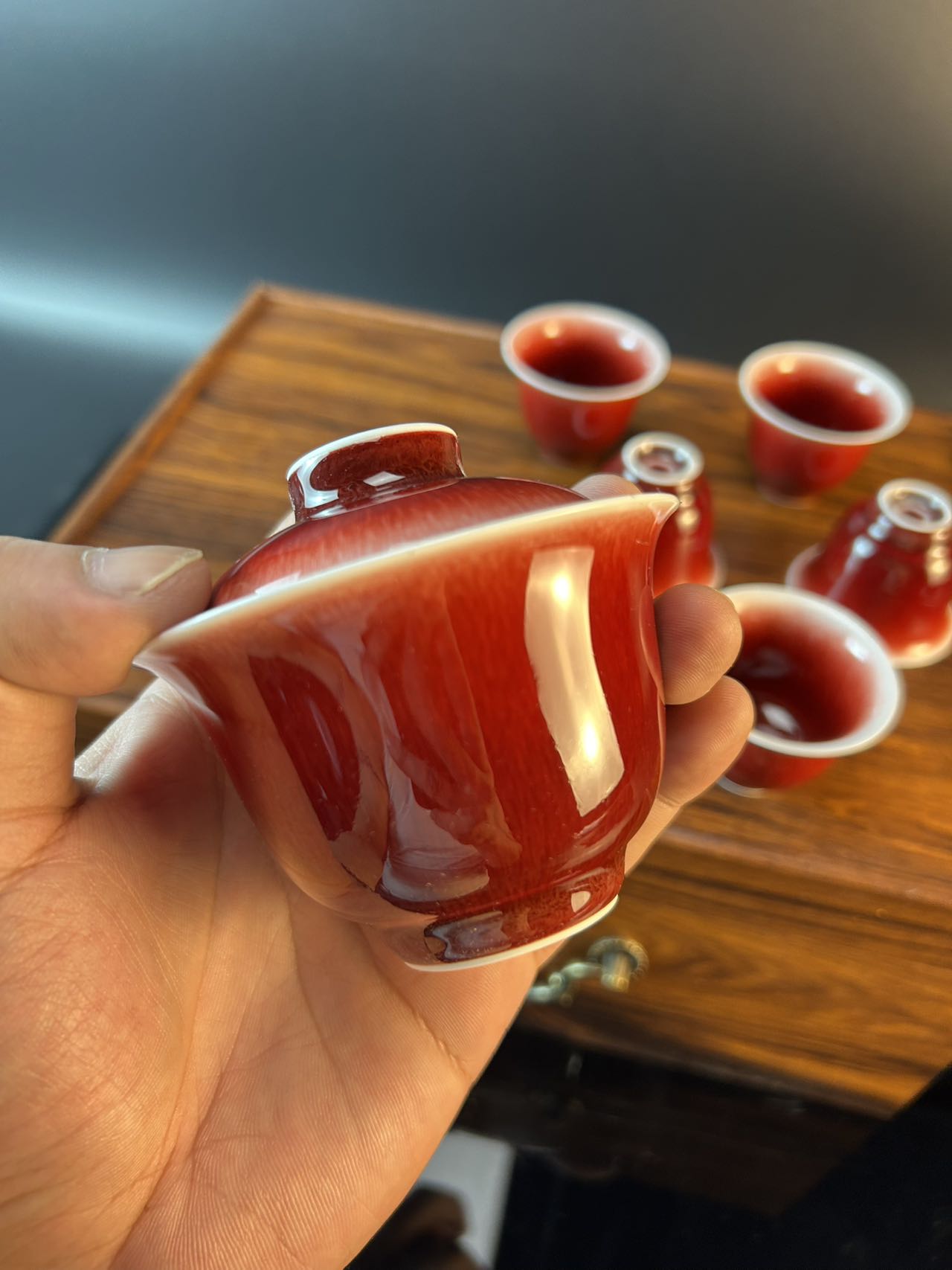 景德镇高温颜色釉郎红茶具套组