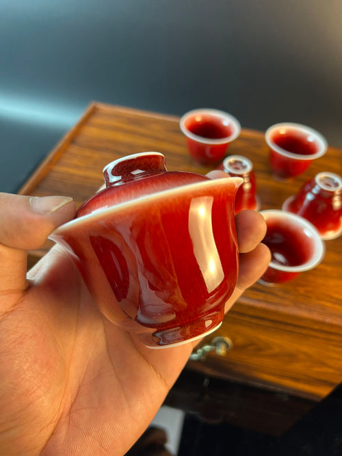 景德镇高温颜色釉郎红茶具套组