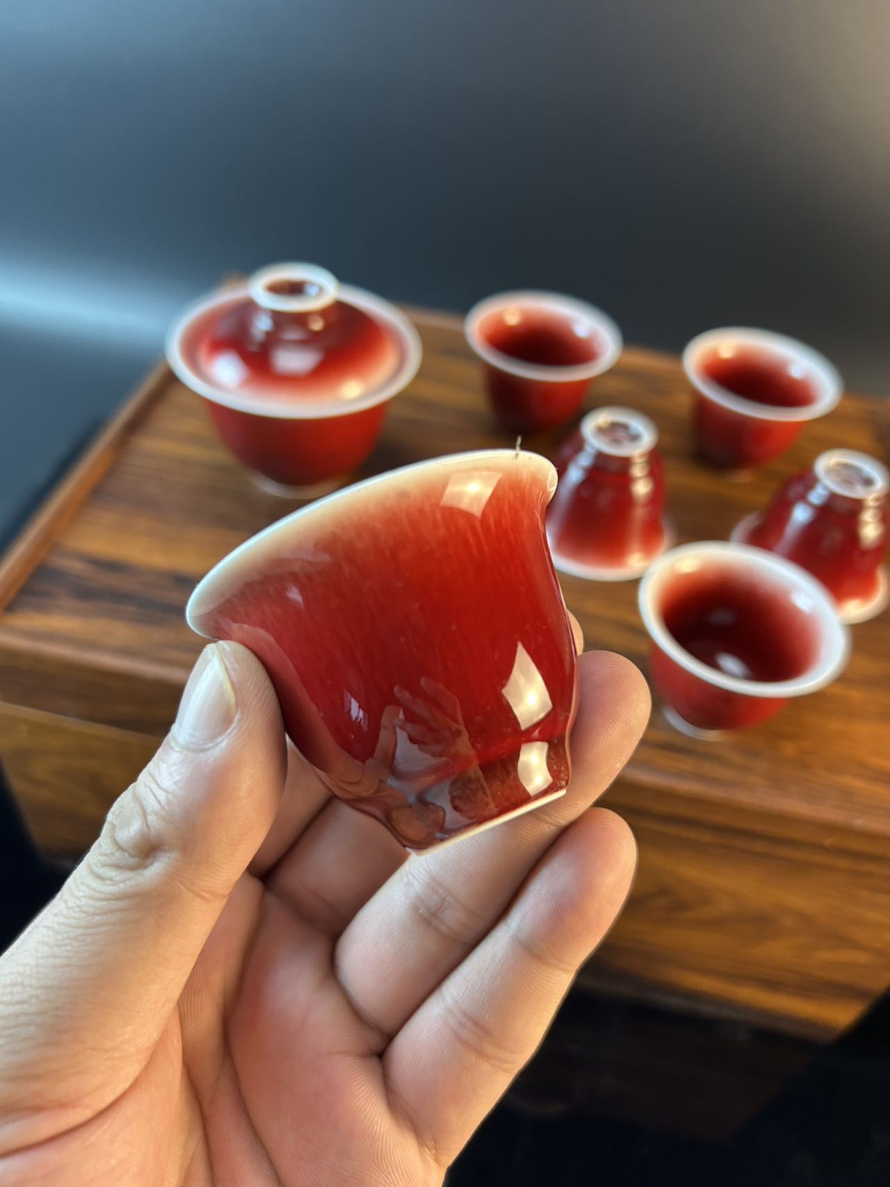 景德镇高温颜色釉郎红茶具套组