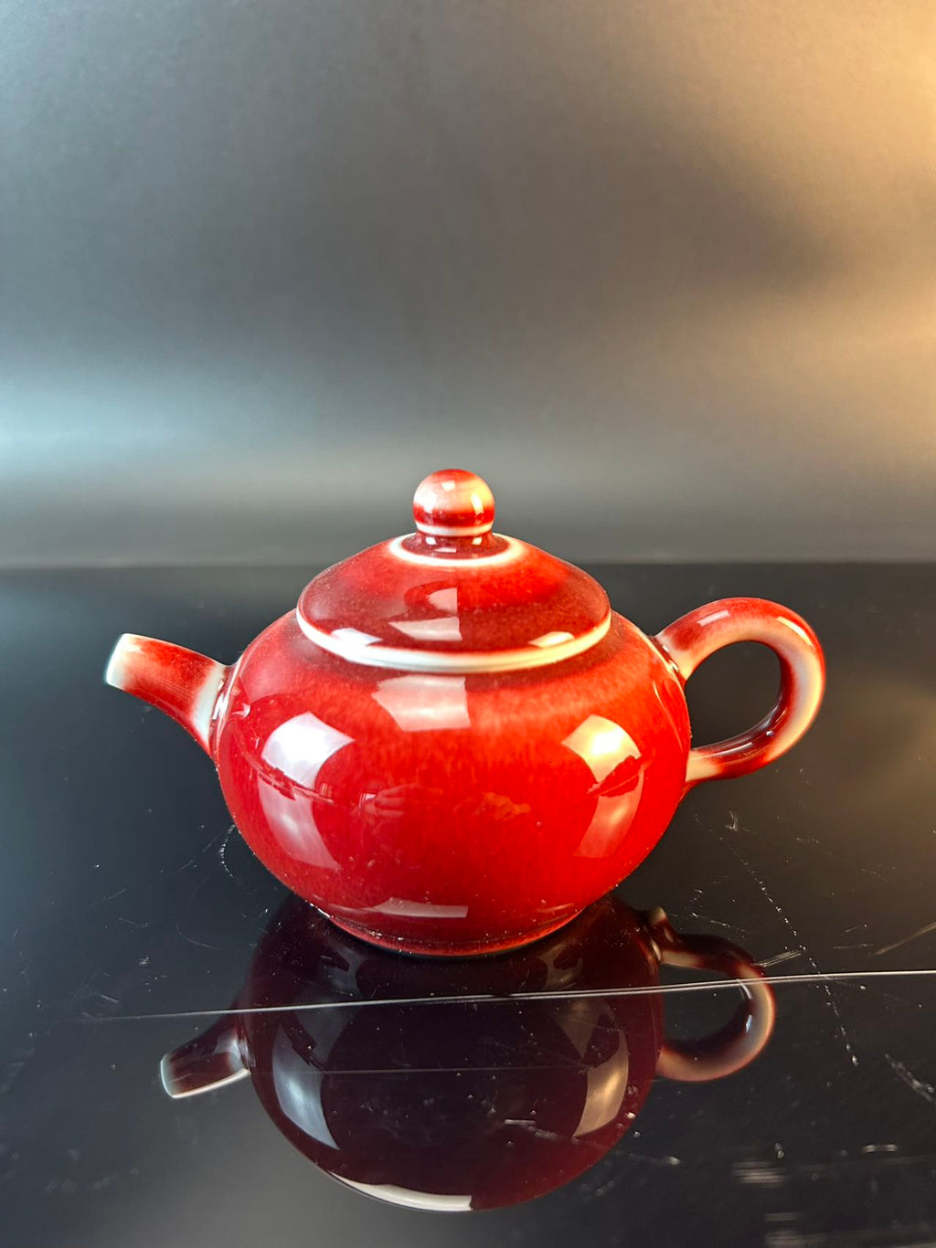 景德镇高温颜色釉郎红茶壶