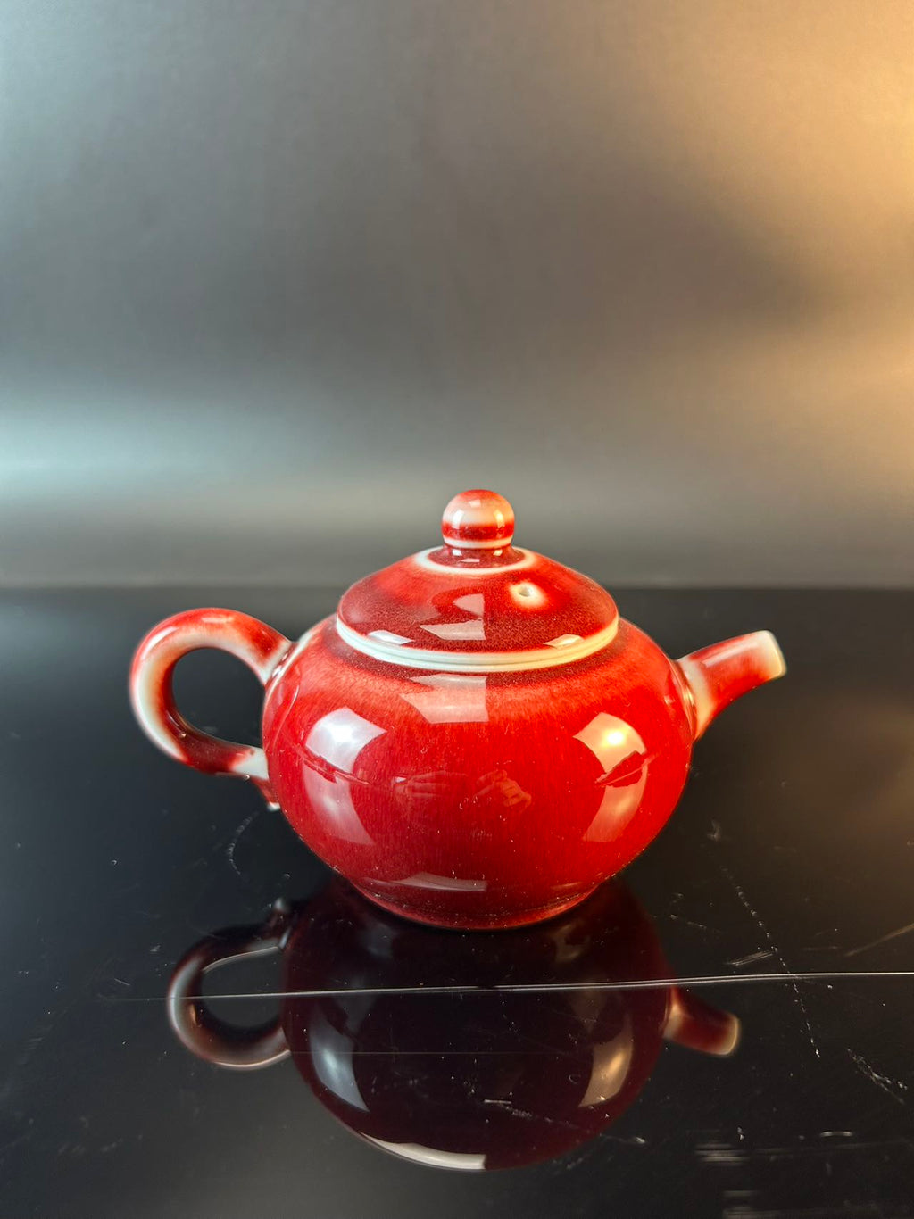 景德镇高温颜色釉郎红茶壶