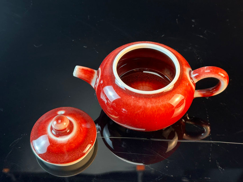 景德镇高温颜色釉郎红茶壶