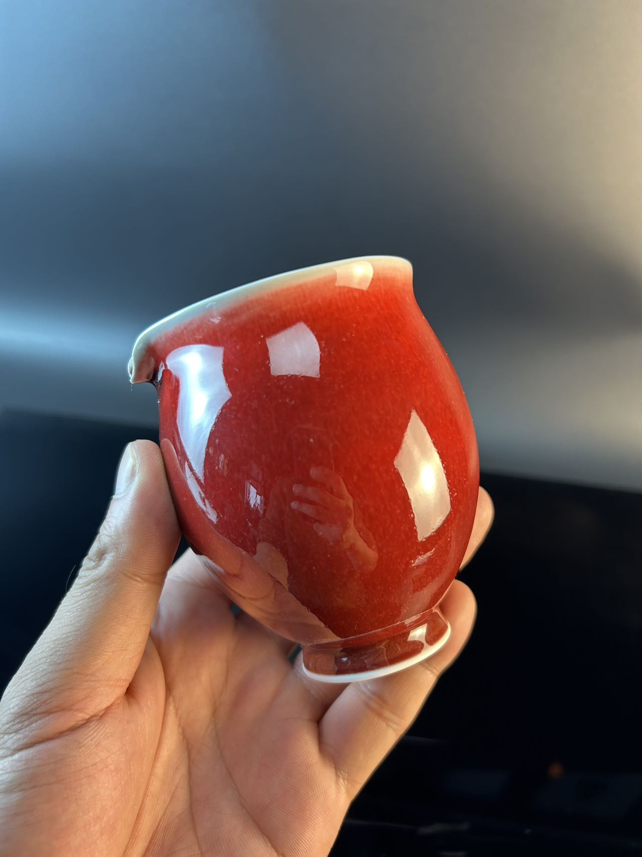 景德镇高温颜色釉郎红公道杯