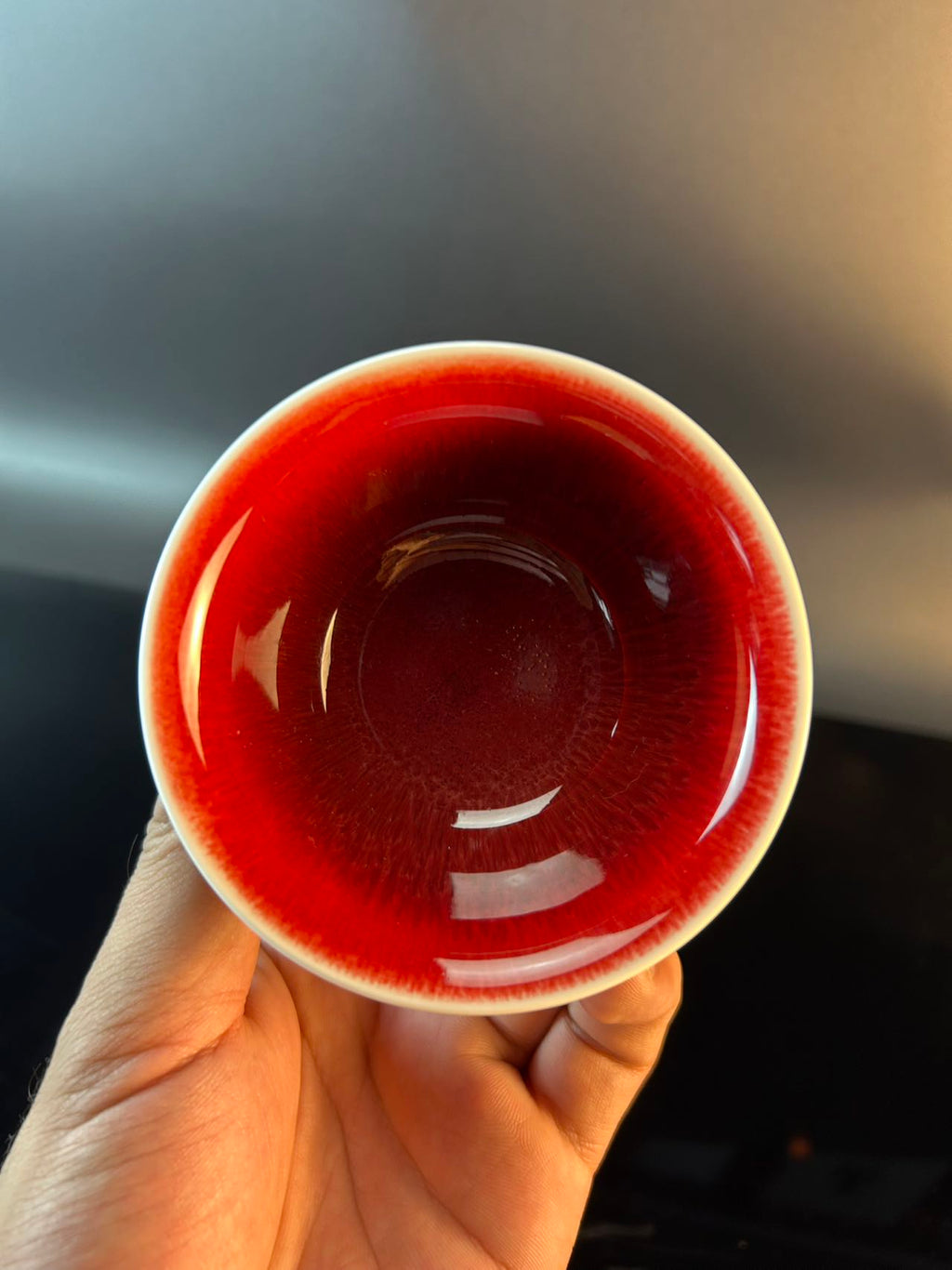 景德镇高温颜色釉郎红高足杯