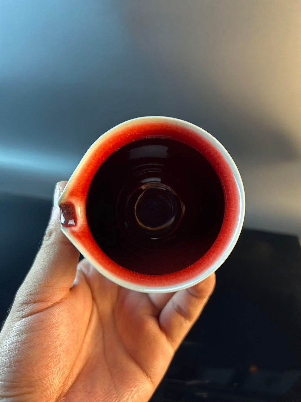 景德镇高温颜色釉郎红公道杯