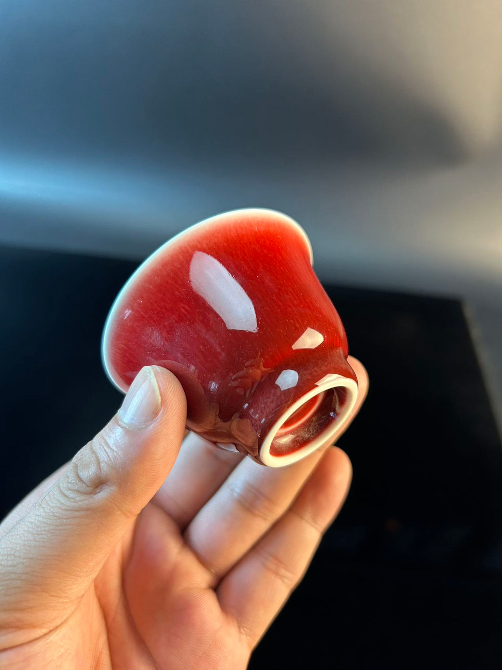 景德镇高温颜色釉郎红铃铛杯