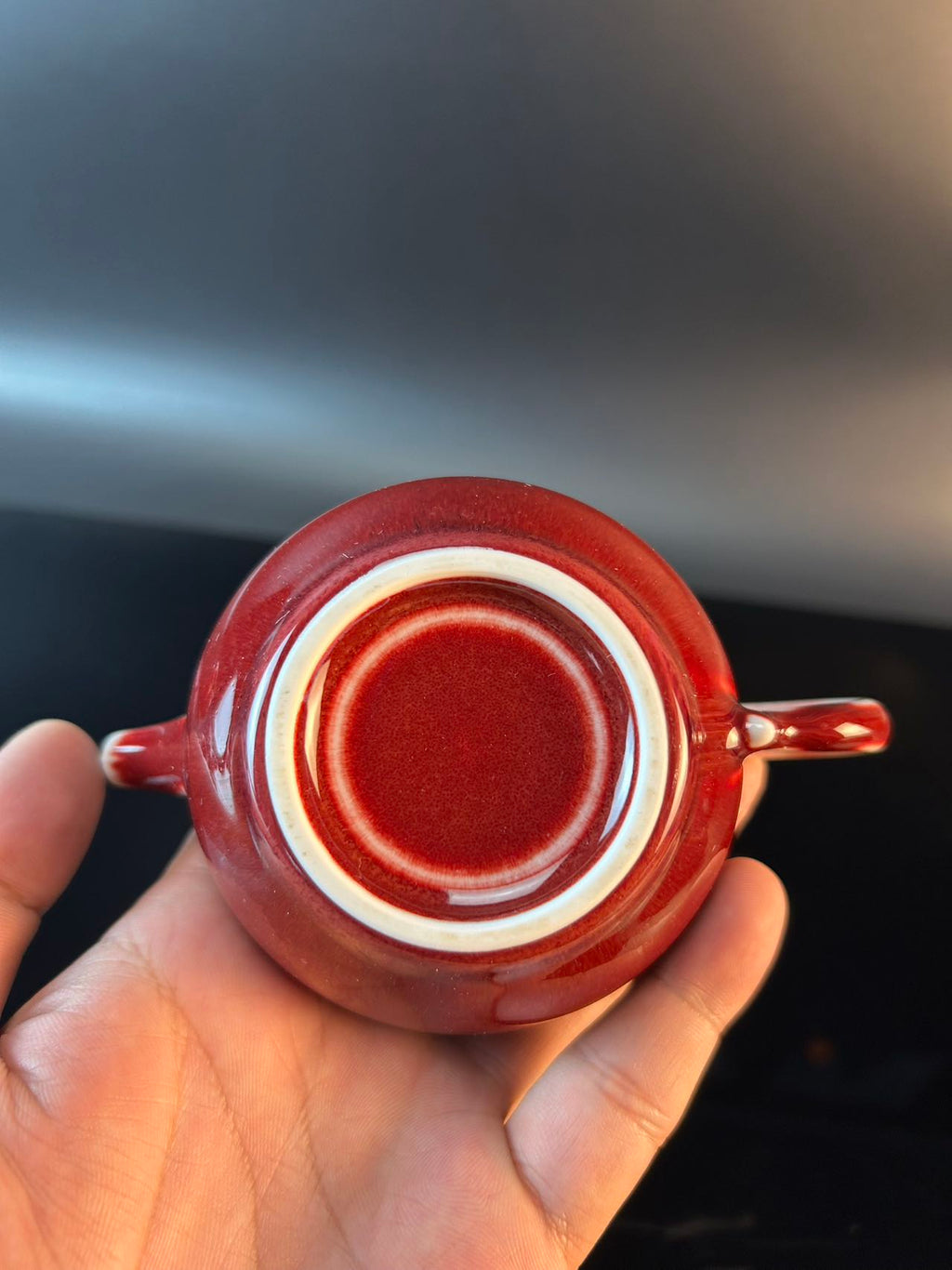 景德镇高温颜色釉郎红茶壶