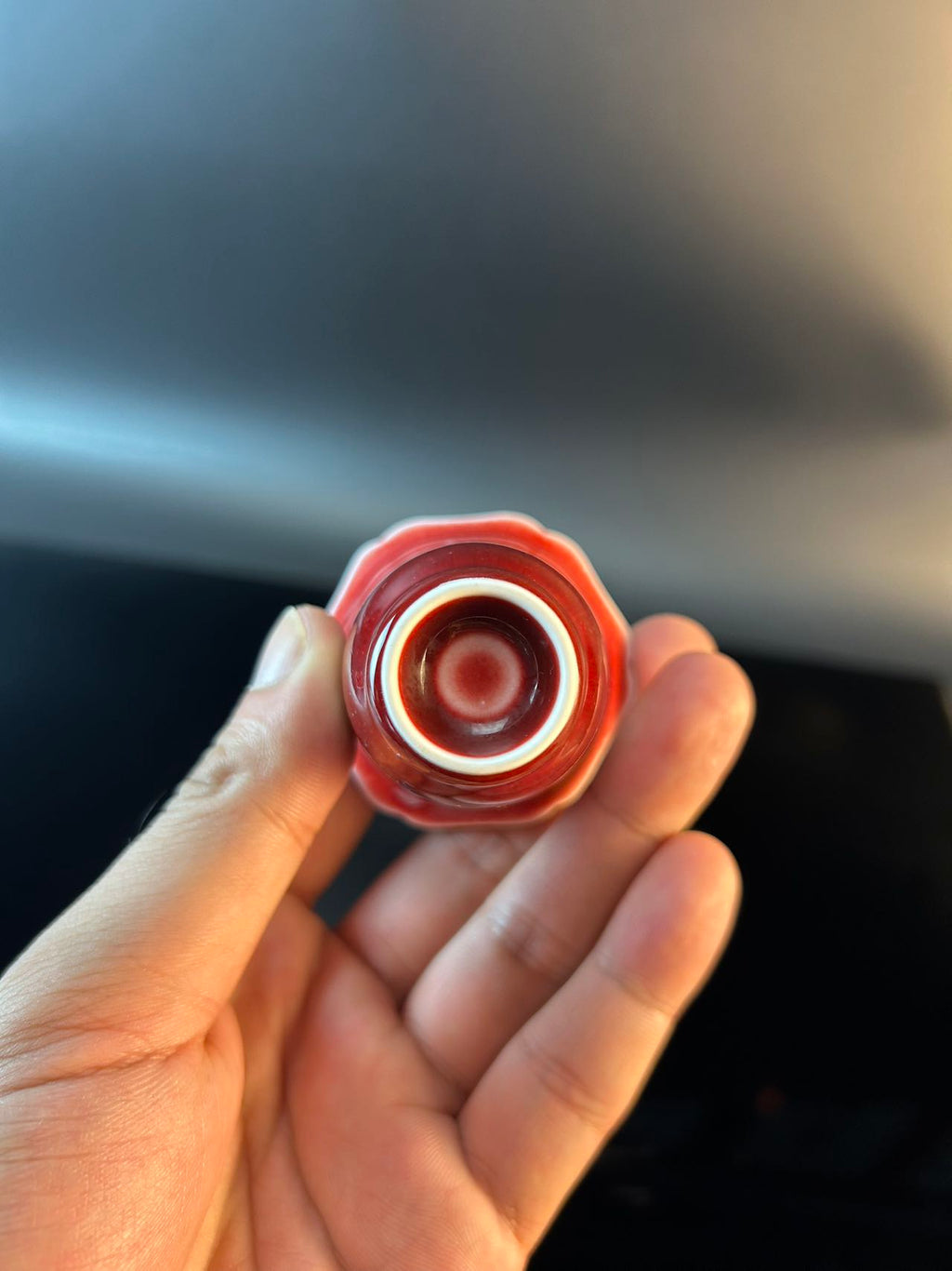 景德镇高温颜色釉郎红闻香杯