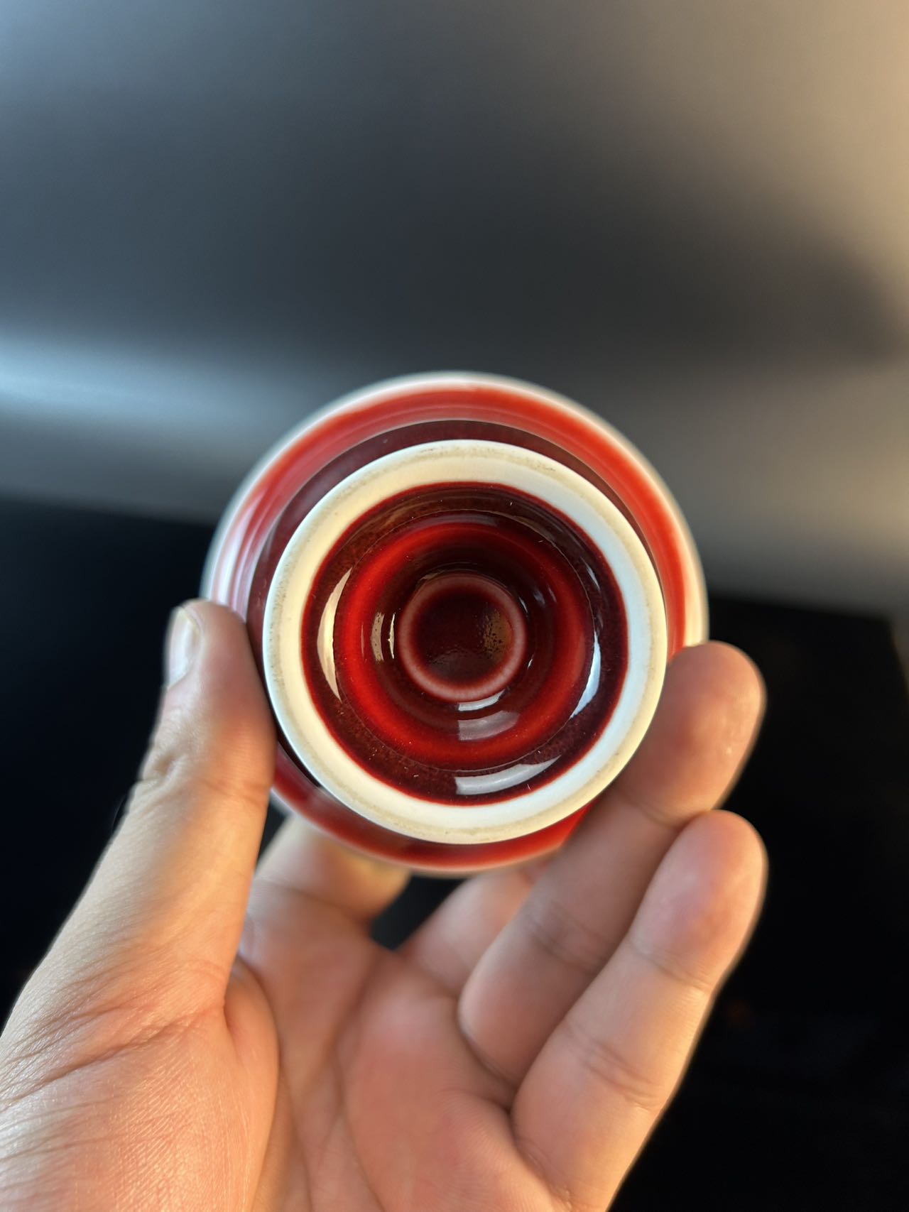 景德镇高温颜色釉郎红高足杯